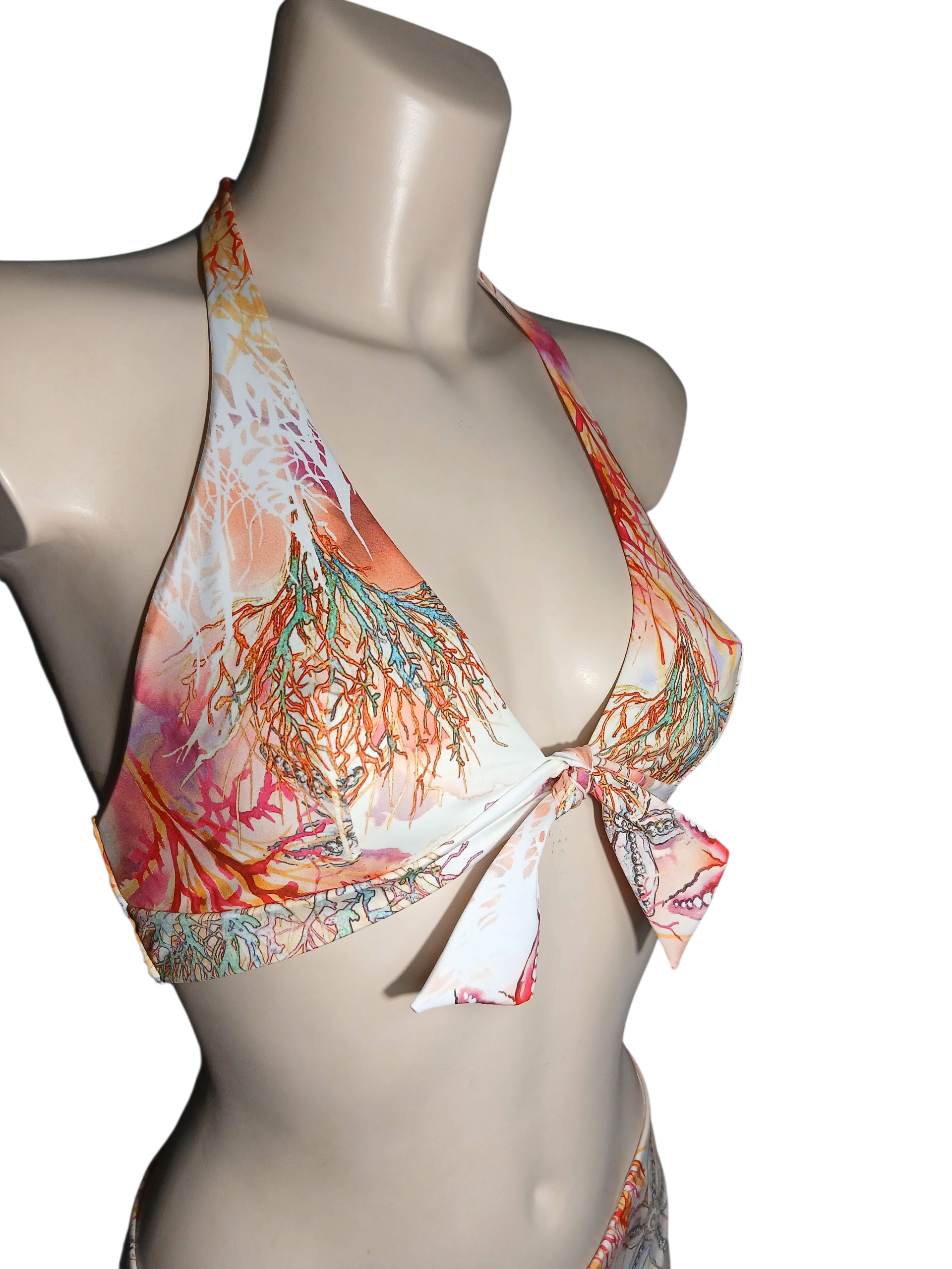 Top Bikini triangolo  fantasia Coralli- Collezione "Corallo"