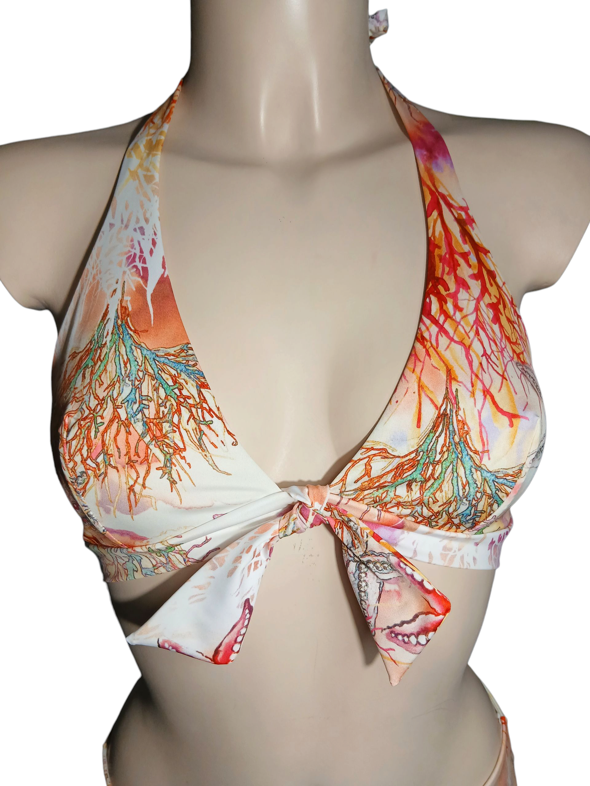 Top Bikini triangolo  fantasia Coralli- Collezione "Corallo"